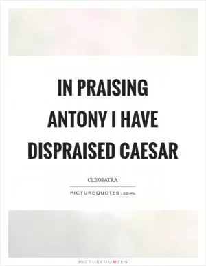 In praising Antony I have dispraised Caesar Picture Quote #1