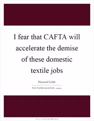 I fear that CAFTA will accelerate the demise of these domestic textile jobs Picture Quote #1