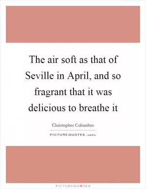 The air soft as that of Seville in April, and so fragrant that it was delicious to breathe it Picture Quote #1