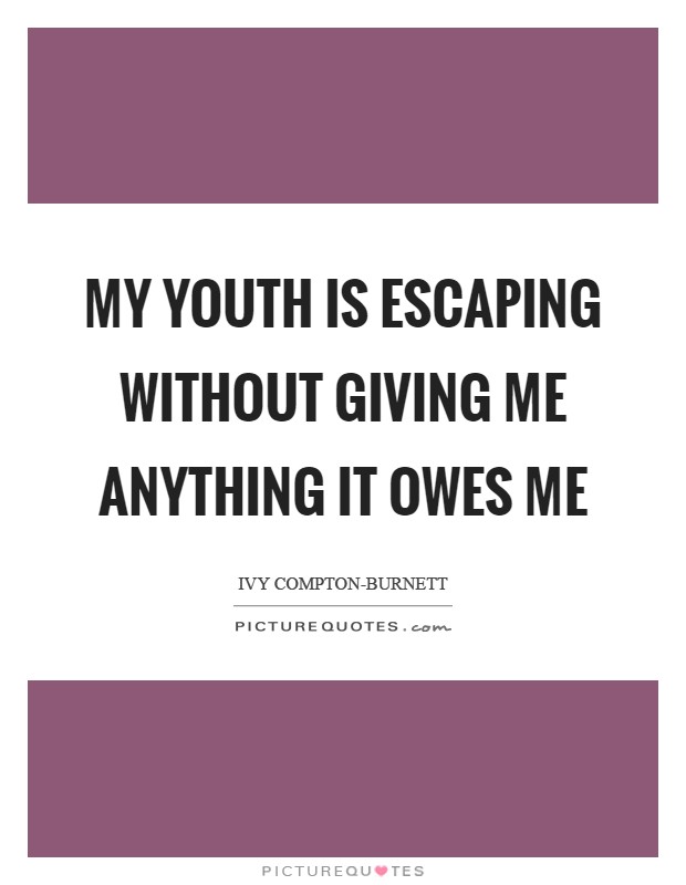 My youth is escaping without giving me anything it owes me Picture Quote #1