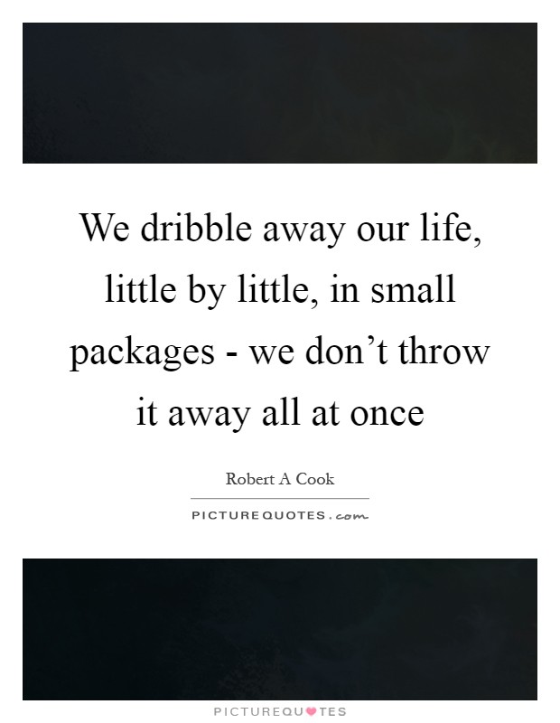We dribble away our life, little by little, in small packages - we don't throw it away all at once Picture Quote #1