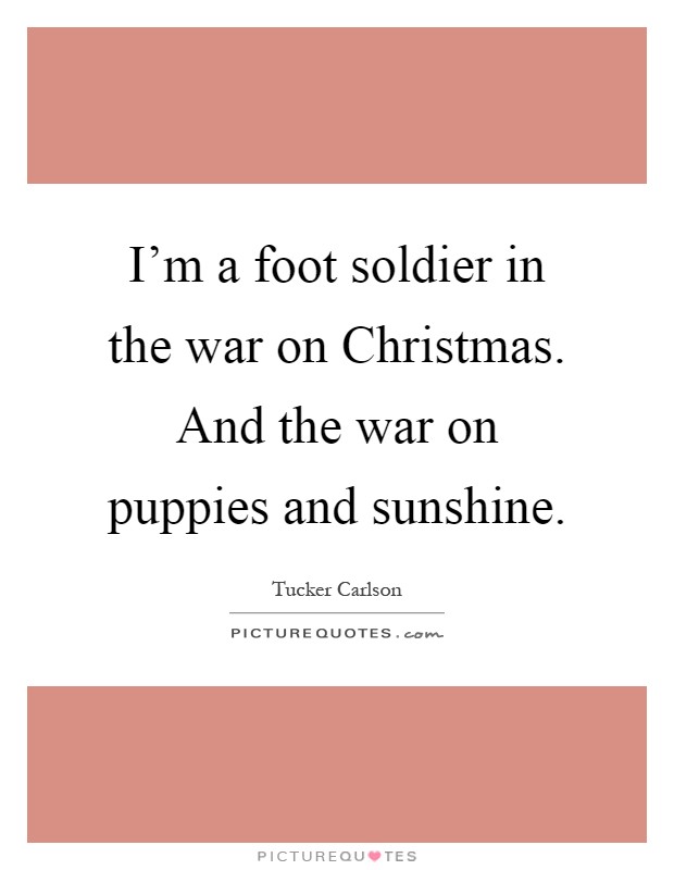 I'm a foot soldier in the war on Christmas. And the war on puppies and sunshine Picture Quote #1