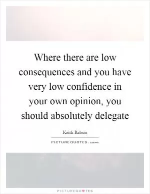 Where there are low consequences and you have very low confidence in your own opinion, you should absolutely delegate Picture Quote #1