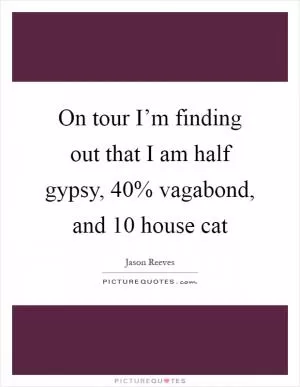 On tour I’m finding out that I am half gypsy, 40% vagabond, and 10 house cat Picture Quote #1