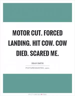 Motor cut. Forced landing. Hit cow. Cow died. Scared me Picture Quote #1