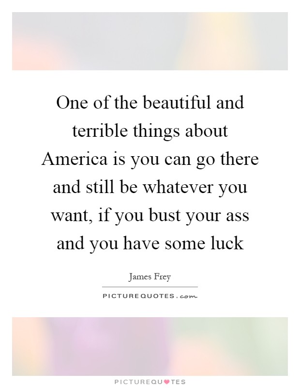 One of the beautiful and terrible things about America is you can go there and still be whatever you want, if you bust your ass and you have some luck Picture Quote #1