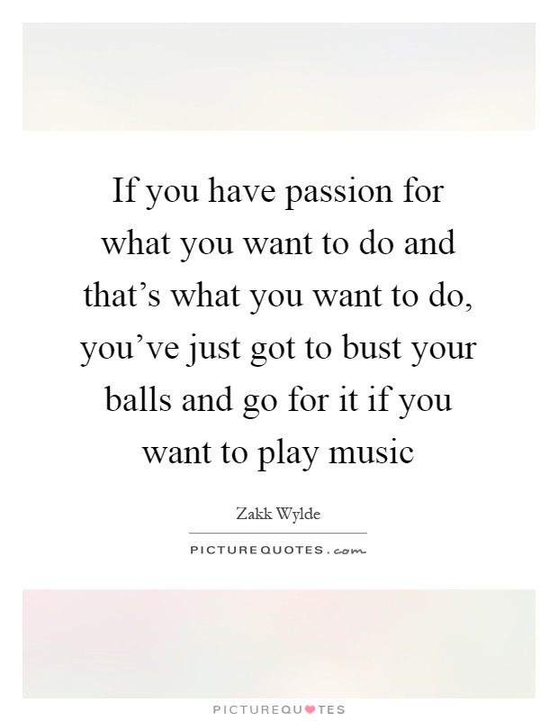 If you have passion for what you want to do and that's what you want to do, you've just got to bust your balls and go for it if you want to play music Picture Quote #1