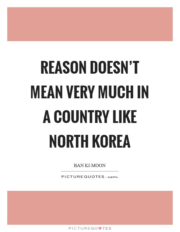 Reason doesn't mean very much in a country like North Korea Picture Quote #1