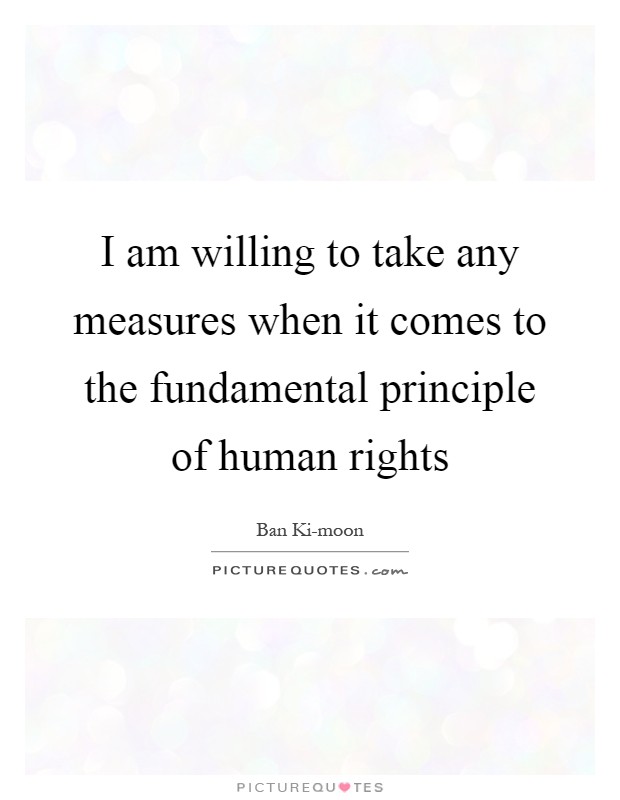 I am willing to take any measures when it comes to the fundamental principle of human rights Picture Quote #1