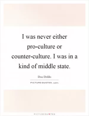 I was never either pro-culture or counter-culture. I was in a kind of middle state Picture Quote #1