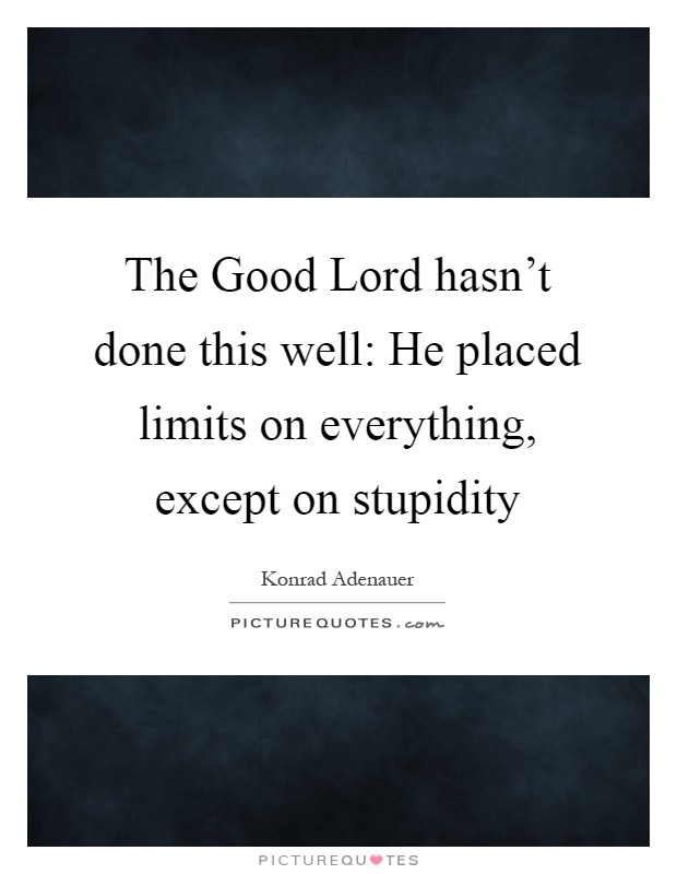 The Good Lord hasn't done this well: He placed limits on everything, except on stupidity Picture Quote #1