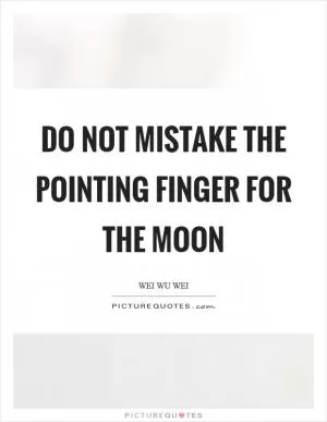 Do not mistake the pointing finger for the moon Picture Quote #1