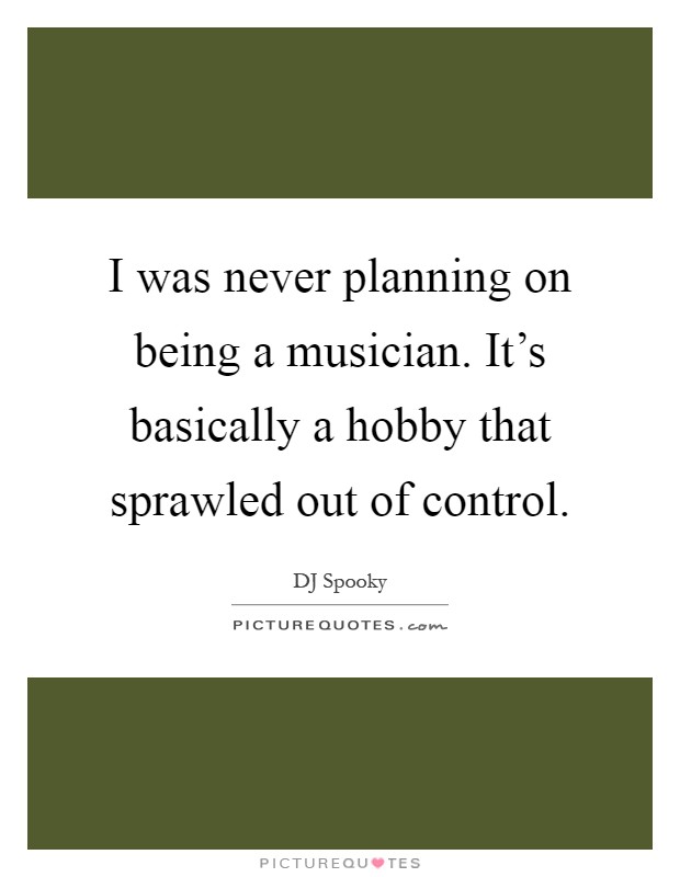 I was never planning on being a musician. It's basically a hobby that sprawled out of control Picture Quote #1