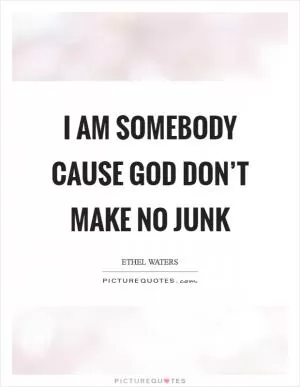 I am somebody cause God don’t make no junk Picture Quote #1