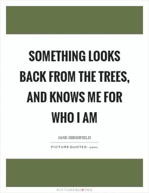 Something looks back from the trees, and knows me for who I am Picture Quote #1