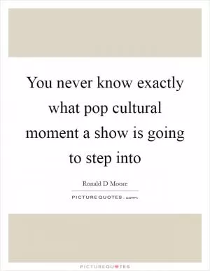 You never know exactly what pop cultural moment a show is going to step into Picture Quote #1