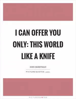 I can offer you only: this world like a knife Picture Quote #1