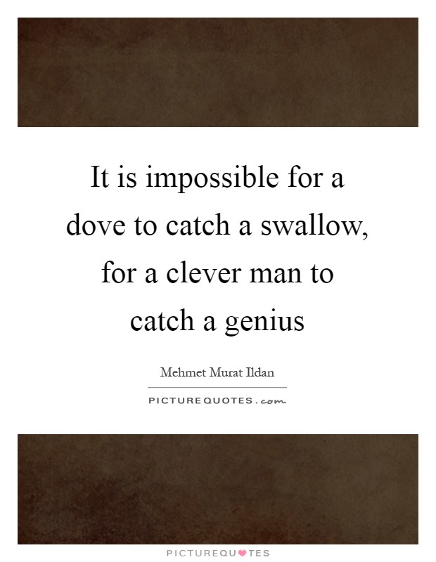It is impossible for a dove to catch a swallow, for a clever man to catch a genius Picture Quote #1