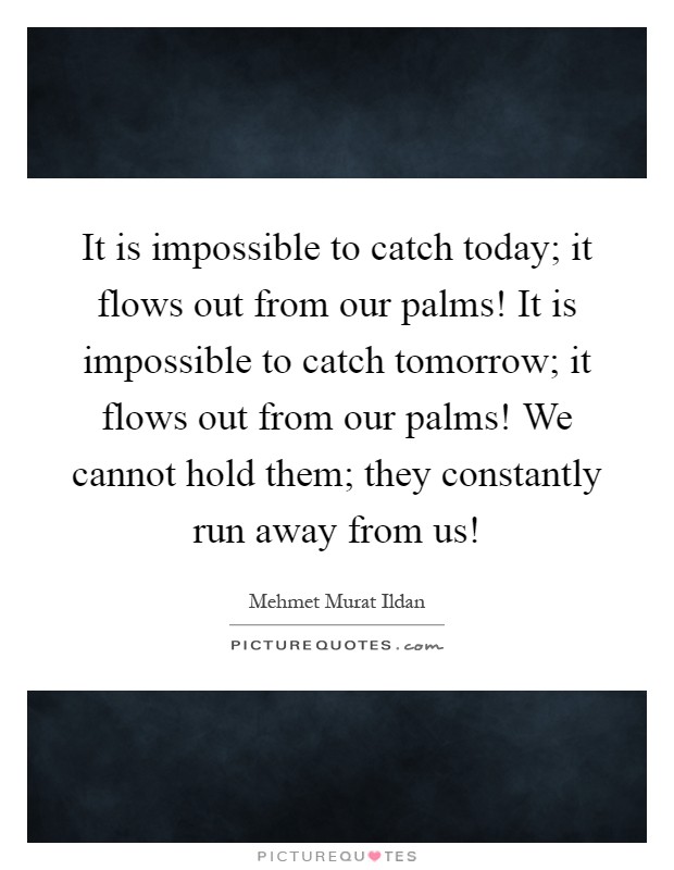 It is impossible to catch today; it flows out from our palms! It is impossible to catch tomorrow; it flows out from our palms! We cannot hold them; they constantly run away from us! Picture Quote #1