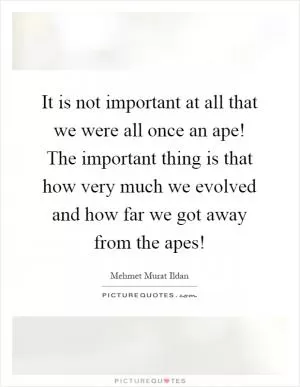 It is not important at all that we were all once an ape! The important thing is that how very much we evolved and how far we got away from the apes! Picture Quote #1