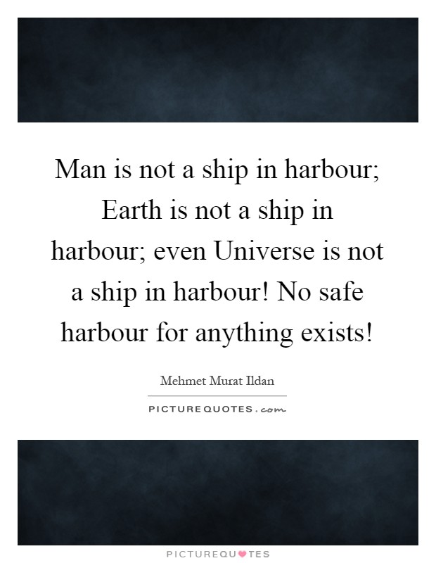 Man is not a ship in harbour; Earth is not a ship in harbour; even Universe is not a ship in harbour! No safe harbour for anything exists! Picture Quote #1