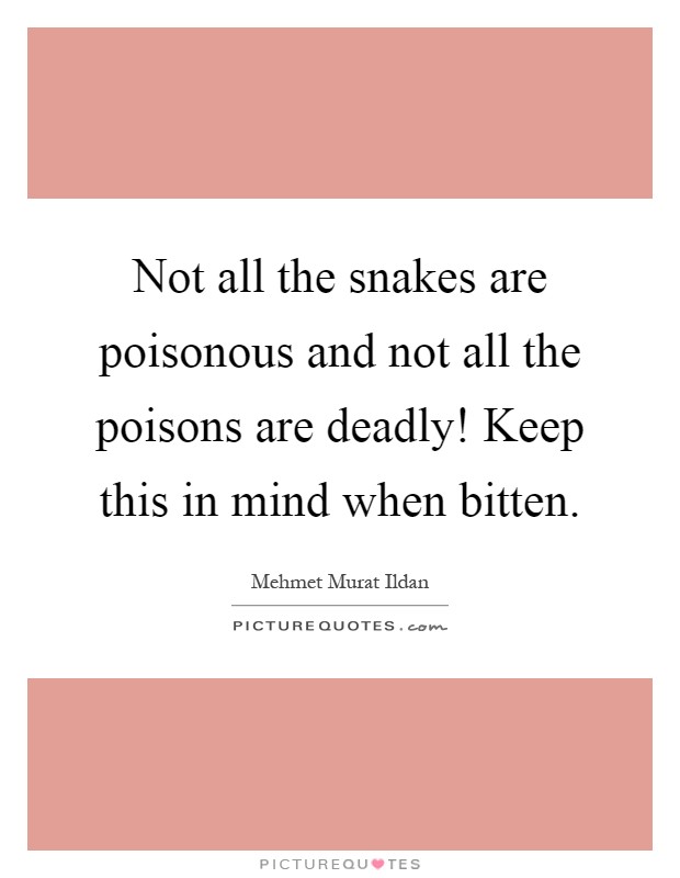 Not all the snakes are poisonous and not all the poisons are deadly! Keep this in mind when bitten Picture Quote #1