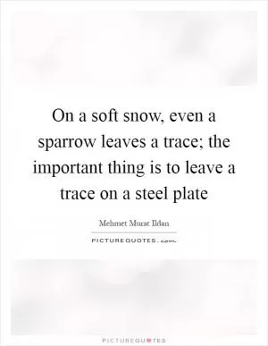 On a soft snow, even a sparrow leaves a trace; the important thing is to leave a trace on a steel plate Picture Quote #1