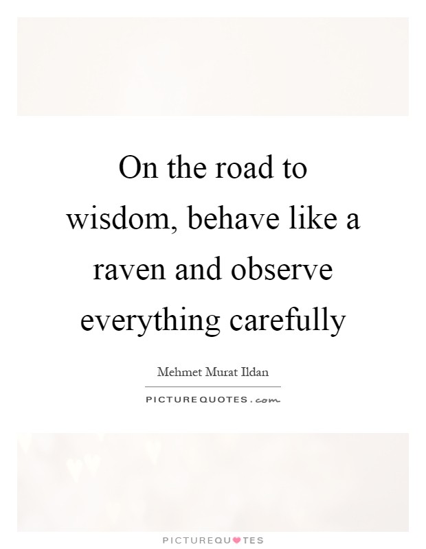 On the road to wisdom, behave like a raven and observe everything carefully Picture Quote #1