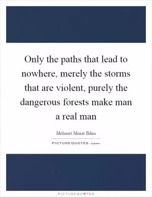 Only the paths that lead to nowhere, merely the storms that are violent, purely the dangerous forests make man a real man Picture Quote #1