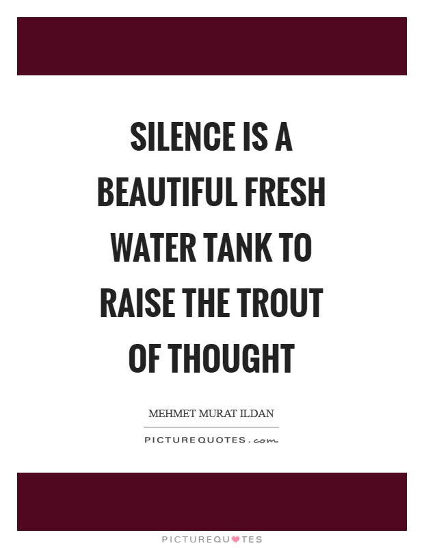 Silence is a beautiful fresh water tank to raise the trout of thought Picture Quote #1