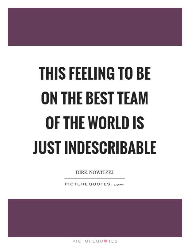 This feeling to be on the best team of the world is just indescribable Picture Quote #1