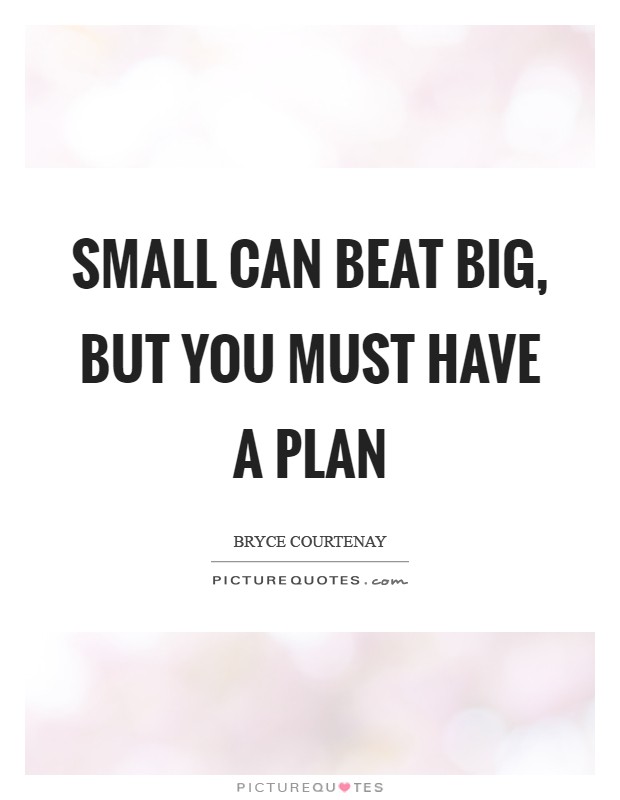 Small can beat big, but you must have a plan Picture Quote #1