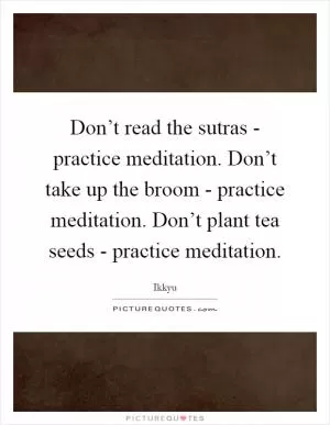 Don’t read the sutras - practice meditation. Don’t take up the broom - practice meditation. Don’t plant tea seeds - practice meditation Picture Quote #1