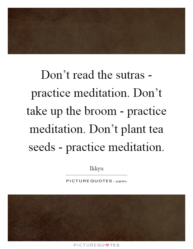 Don't read the sutras - practice meditation. Don't take up the broom - practice meditation. Don't plant tea seeds - practice meditation Picture Quote #1