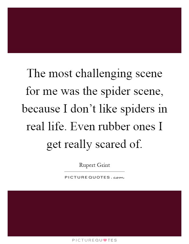 The most challenging scene for me was the spider scene, because I don't like spiders in real life. Even rubber ones I get really scared of Picture Quote #1