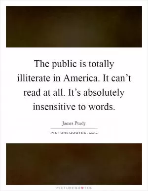 The public is totally illiterate in America. It can’t read at all. It’s absolutely insensitive to words Picture Quote #1
