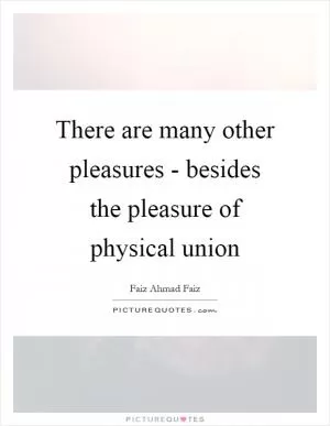 There are many other pleasures - besides the pleasure of physical union Picture Quote #1