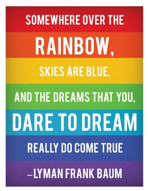 Somewhere over the rainbow, skies are blue, and the dreams that you dare to dream really do come true Picture Quote #1