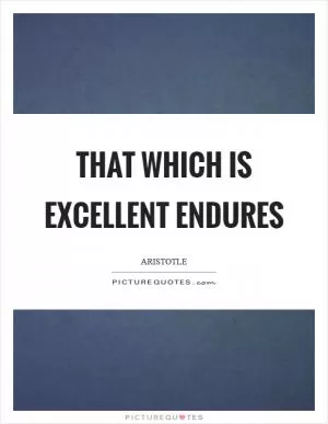 That which is excellent endures Picture Quote #1