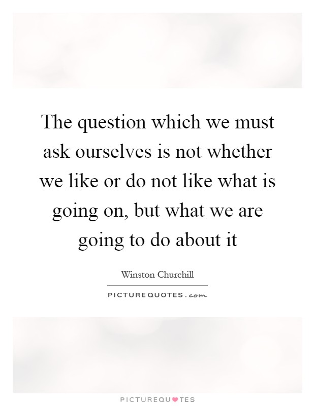 The question which we must ask ourselves is not whether we like or do not like what is going on, but what we are going to do about it Picture Quote #1