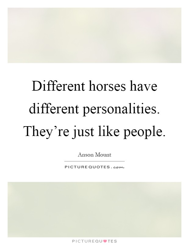 Different horses have different personalities. They're just like people Picture Quote #1