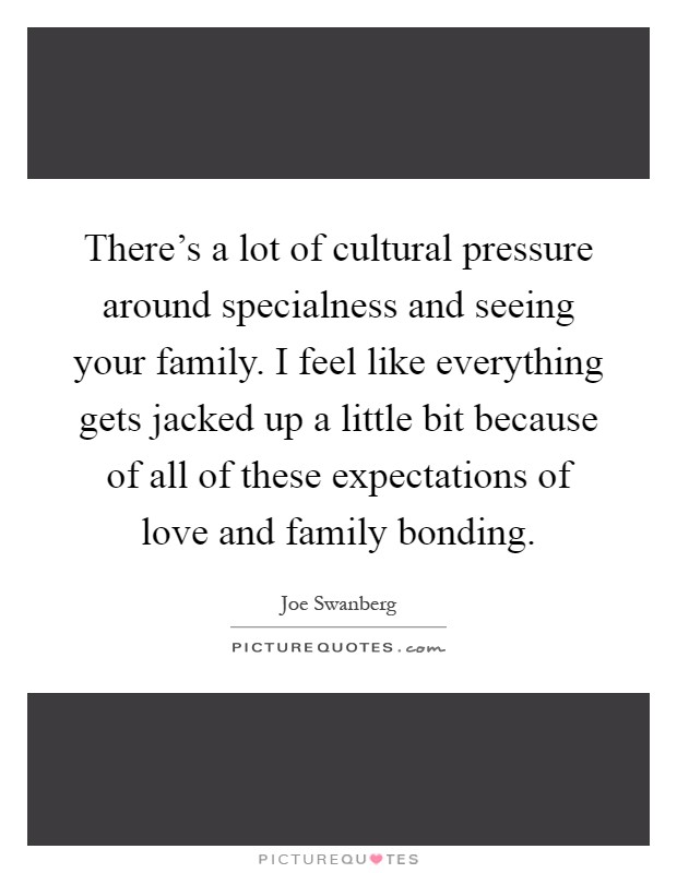 There's a lot of cultural pressure around specialness and seeing your family. I feel like everything gets jacked up a little bit because of all of these expectations of love and family bonding Picture Quote #1