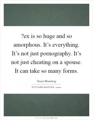 ?ex is so huge and so amorphous. It’s everything. It’s not just pornography. It’s not just cheating on a spouse. It can take so many forms Picture Quote #1