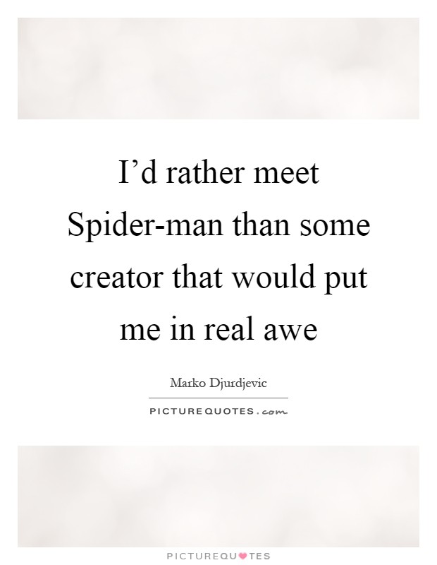 I'd rather meet Spider-man than some creator that would put me in real awe Picture Quote #1