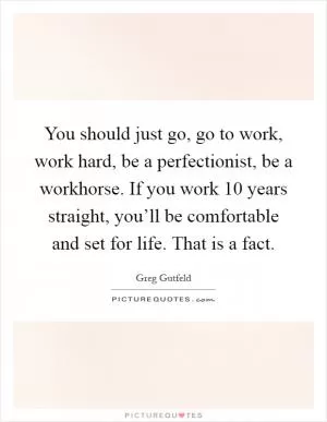 You should just go, go to work, work hard, be a perfectionist, be a workhorse. If you work 10 years straight, you’ll be comfortable and set for life. That is a fact Picture Quote #1