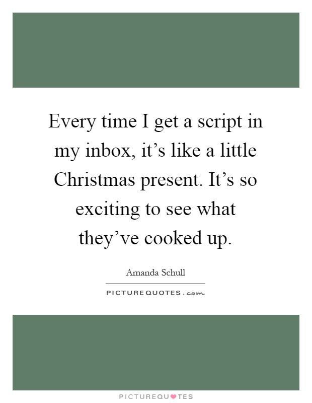 Every time I get a script in my inbox, it's like a little Christmas present. It's so exciting to see what they've cooked up Picture Quote #1