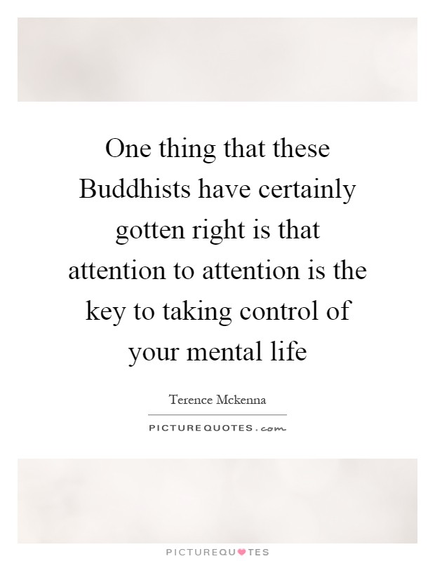 One thing that these Buddhists have certainly gotten right is that attention to attention is the key to taking control of your mental life Picture Quote #1