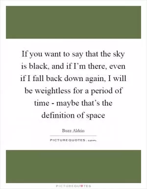 If you want to say that the sky is black, and if I’m there, even if I fall back down again, I will be weightless for a period of time - maybe that’s the definition of space Picture Quote #1