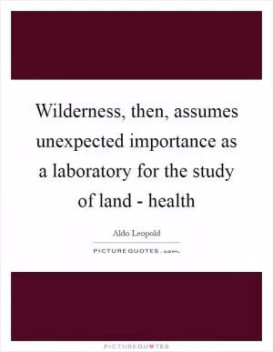 Wilderness, then, assumes unexpected importance as a laboratory for the study of land - health Picture Quote #1