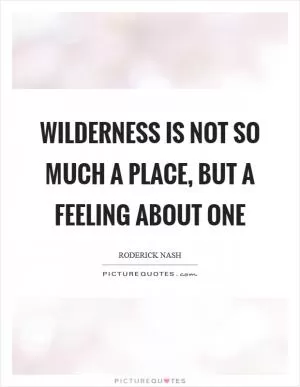 Wilderness is not so much a place, but a feeling about one Picture Quote #1